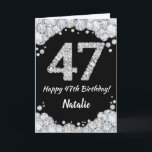 Happy 47th Birthday Black en Silver Glitter Card Kaart<br><div class="desc">Happy 47th Birthday Black en Silver Glitter Card met persoonlijke naam. Voor verdere aanpassing,  te klikken gelieve de knoop "van de Aanpassing het"en ons ontwerphulpmiddel te gebruiken om deze sjabloon te wijzigen.</div>