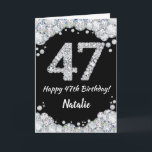 Happy 47th Birthday Black en Silver Glitter Card Kaart<br><div class="desc">Happy 47th Birthday Black en Silver Glitter Card met persoonlijke naam. Voor verdere aanpassing, te klikken gelieve de knoop "van de Aanpassing het"en ons ontwerphulpmiddel te gebruiken om deze sjabloon te wijzigen.</div>