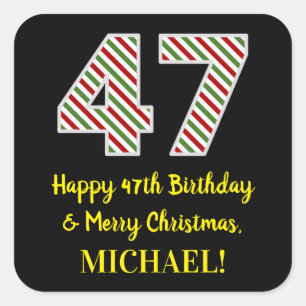 Happy 47th Birthday & Merry Kerstmis, aangepaste n Vierkante Sticker