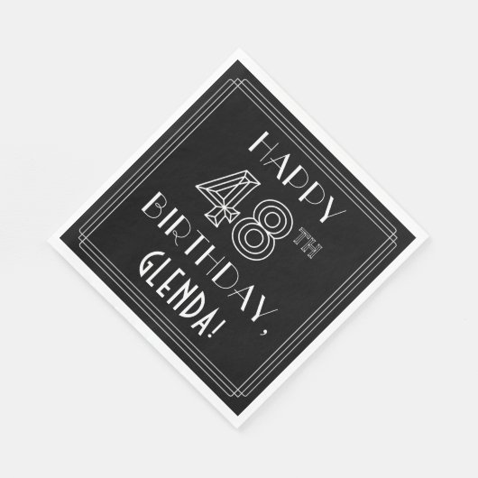 HAPPY 48th BIRTHDAY; Art Deco Style; aangepaste na Servet (Hoek)