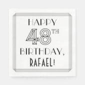 HAPPY 48th BIRTHDAY; Art Deco Style; aangepaste na Servet (Voorkant)