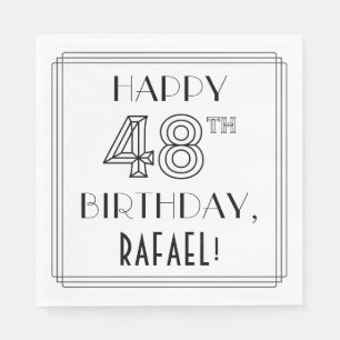 HAPPY 48th BIRTHDAY; Art Deco Style; aangepaste na Servet