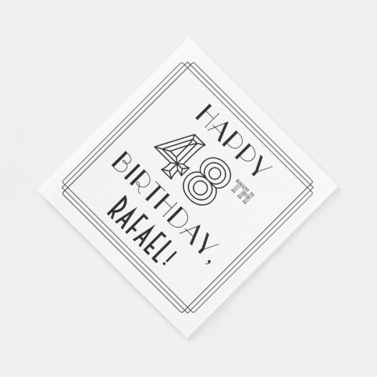 HAPPY 48th BIRTHDAY; Art Deco Style; aangepaste na Servet (Hoek)