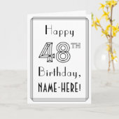 Happy 48th Birthday, Art Deco Style met aangepaste Kaart (Gele Bloem)