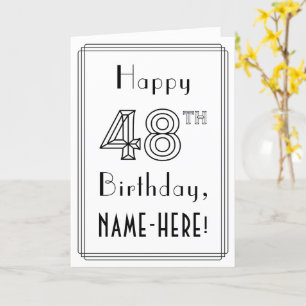 Happy 48th Birthday, Art Deco Style met aangepaste Kaart