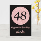 Happy 48th Birthday Black en Roos Pink Gold Kaart (Gele Bloem)