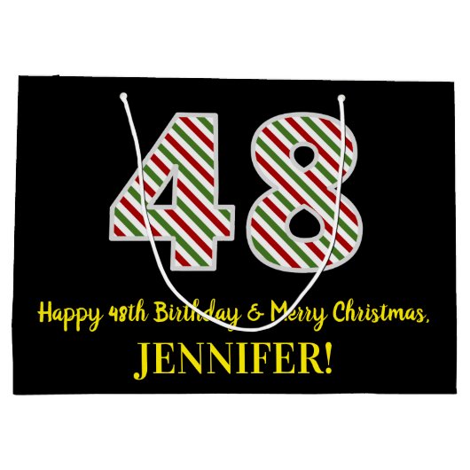 Happy 48th Birthday & Merry Kerstmis, aangepaste n Groot Cadeauzakje (Achterkant)