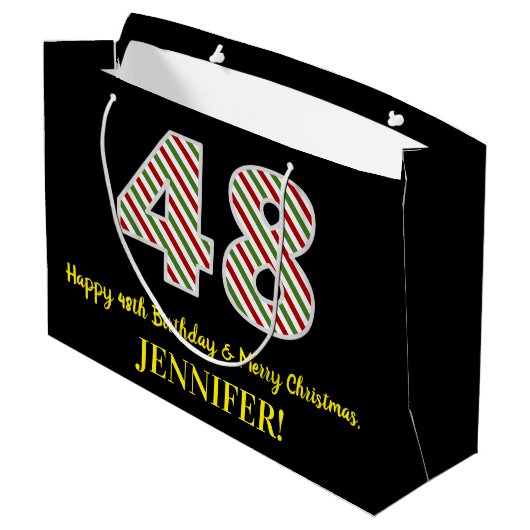 Happy 48th Birthday & Merry Kerstmis, aangepaste n Groot Cadeauzakje (Achterkant Gekanteld)