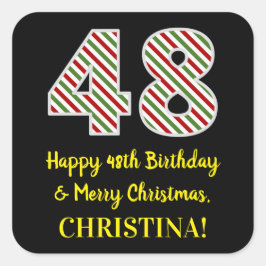 Happy 48th Birthday & Merry Kerstmis, aangepaste n Vierkante Sticker