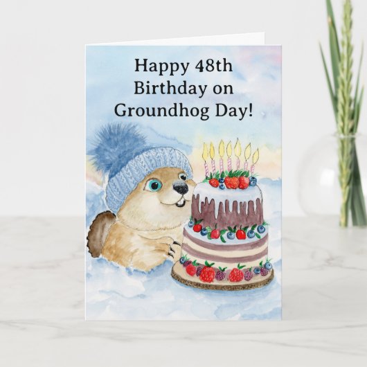 Happy 48th Groundhog Day Birthday  Kaart (Voorkant)