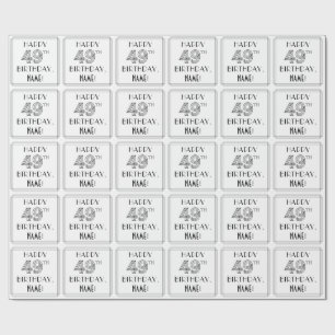 HAPPY 49TH BIRTHDAY; Art Deco Style; aangepaste na Cadeaupapier