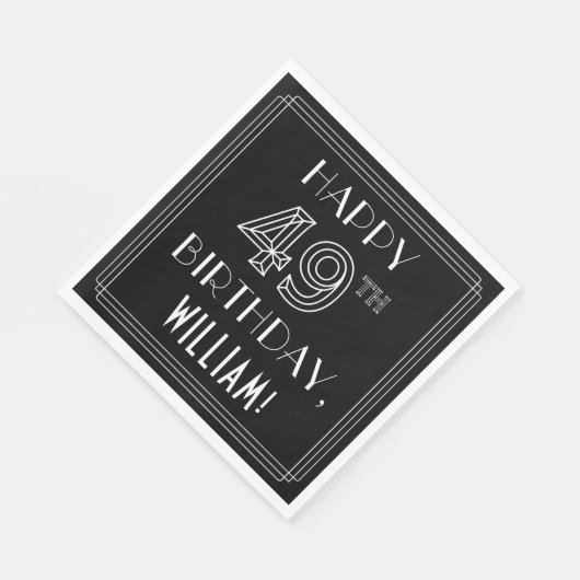 HAPPY 49TH BIRTHDAY; Art Deco Style; aangepaste na Servet (Hoek)