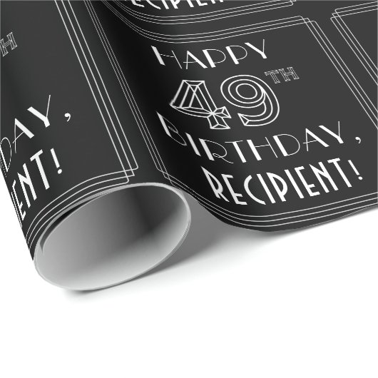 HAPPY 49TH BIRTHDAY; Art Deco Style met aangepaste Cadeaupapier (Rol Hoek)