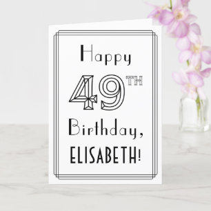 Happy 49th Birthday, Art Deco Style met aangepaste Kaart