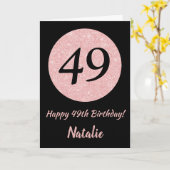 Happy 49th Birthday Black en Roos Pink Gold Kaart (Gele Bloem)