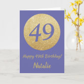 Happy 49th Birthday en Gold Glitter Kaart (Gele Bloem)