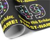 Happy 49th Birthday, Fun Colorful Stars Pattern 49 Cadeaupapier (Rol Hoek)