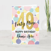 Happy 49th Birthday Pastel Rainbow Gold Woman Kaart (Voorkant)