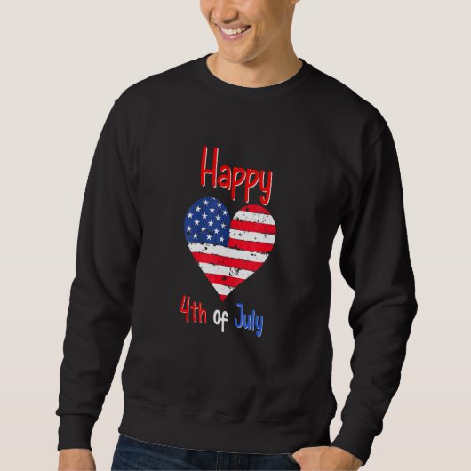 Happy 4 juli American Flag Heart Trui (Voorkant)