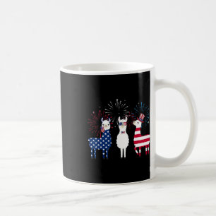 Happy 4 juli American Flag Red White Llama an Koffiemok