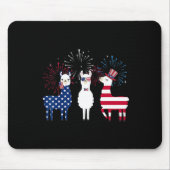 Happy 4 juli American Flag Red White Llama an Muismat (Voorkant)