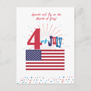 Happy 4 juli Amerika Vlag Patriotic Heart Briefkaart