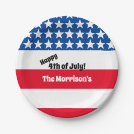 Happy 4 juli Amerikaanse vlag Add Family Name Pa Papieren Bordje