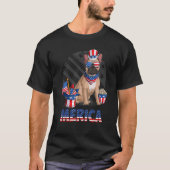 Happy 4 juli Amerikaanse vlag patriottisch Frans B T-shirt (Voorkant)