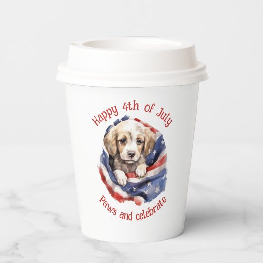 Happy 4 juli Amerikaanse vlag Schattigee puppy Papieren Bekers (Achterkant)