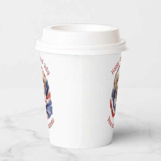 Happy 4 juli Amerikaanse vlag Schattigee puppy Papieren Bekers (Rechts)