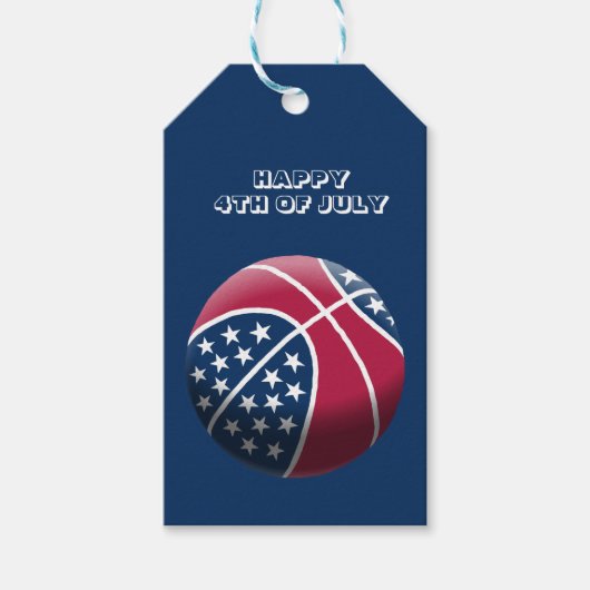 Happy 4 juli basketbal cadeaulabel (Voorkant)