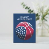 Happy 4 juli basketbal feestdagenkaart (Staand voorkant)