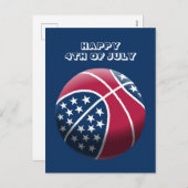 Happy 4 juli basketbal feestdagenkaart (Voorkant / Achterkant)