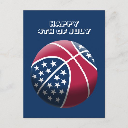 Happy 4 juli basketbal feestdagenkaart (Voorkant)
