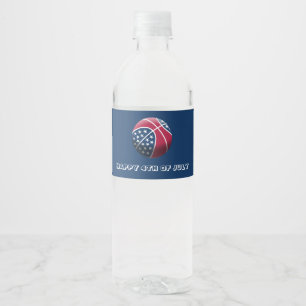 Happy 4 juli basketbal waterfles etiket