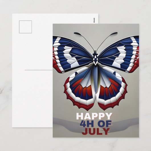 Happy 4 juli, Butterfly, VS, Holiday, Feestdagenkaart (Voorkant / Achterkant)