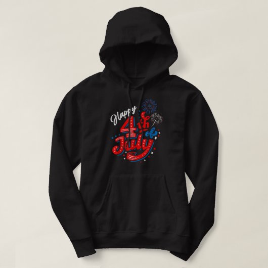 Happy 4 juli Cool Independence Day Patriotic Hoodie (Design voorkant)