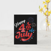 Happy 4 juli Cool Independence Day Patriotic Kaart (Gele Bloem)