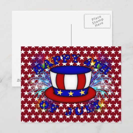 Happy 4 juli Crackers Briefkaart (Voorkant / Achterkant)