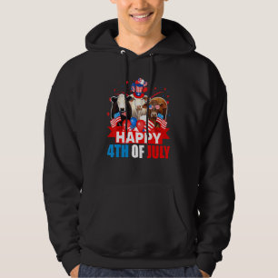 Happy 4 juli drie gedenkwaardige Amerikaanse Koe v Hoodie