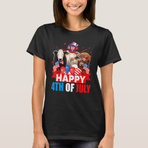 Happy 4 juli drie gedenkwaardige Amerikaanse Koe v T-shirt