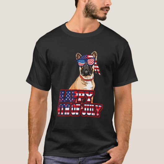 Happy 4 Juli Franse Bulldog American Flag Gl T-shirt (Voorkant)