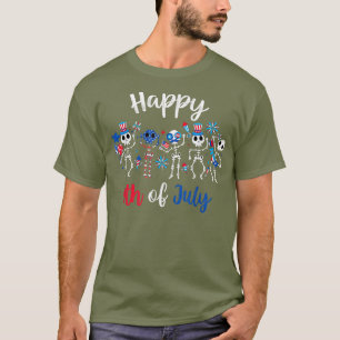 Happy 4 juli Funny Skeleton Patriotic America T-shirt