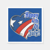 Happy 4 juli Heart Napkins Servetten (Voorkant)