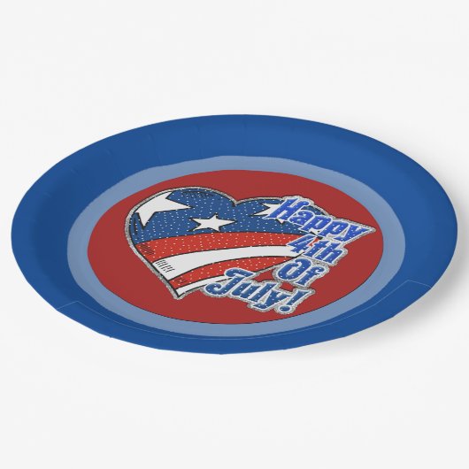 Happy 4 juli Heart Paper-Borden Papieren Bordje (Gekanteld)
