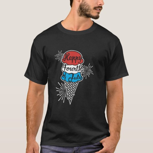 Happy 4 juli Ice Cream Cone Funny America USA T-shirt (Voorkant)