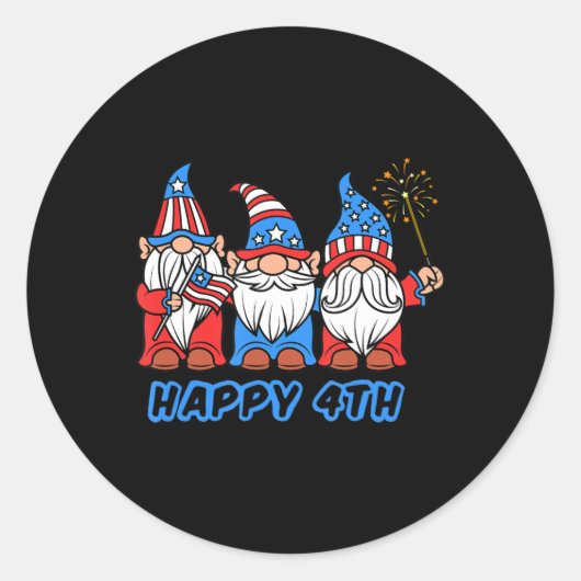 Happy 4 juli patriotic Pride Gnomes Independe Ronde Sticker (Voorkant)