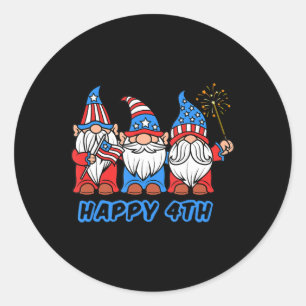 Happy 4 juli patriotic Pride Gnomes Independe Ronde Sticker