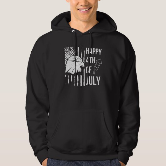 Happy 4 juli patriottische Amerikaanse adelvlag Hoodie (Voorkant)
