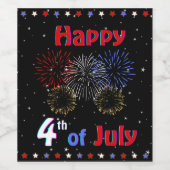 Happy 4 juli picknick en vuurwerk wijn etiket (Enkel label)